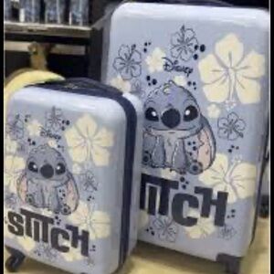 Primark Disney Stitch Suitcase Set - Blue and White - full size and carry on lug